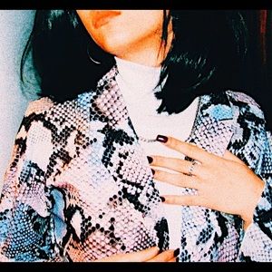 Boohoo Pastel Snakeskin Print Flared Sleeve Top